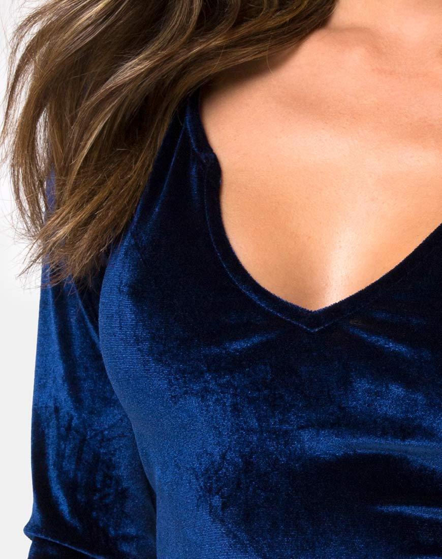 Afbeelding van Guan Crop Top in Fluweel Navy