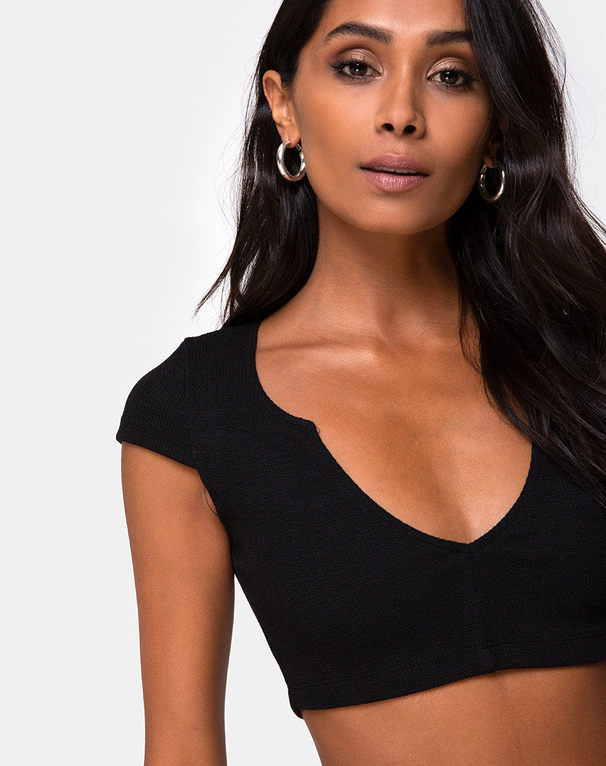 Guanna Crop Top in Rib Zwart