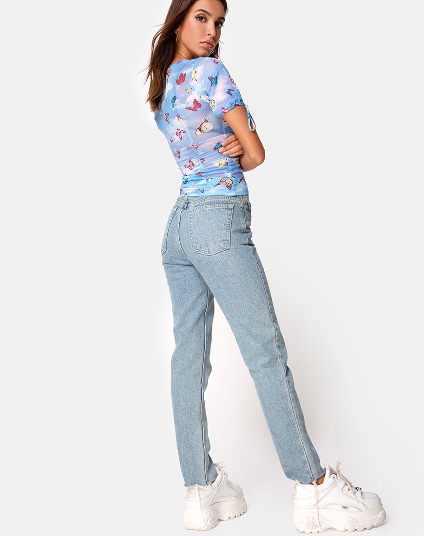 Afbeelding van Guinevre Top Mesh Blauw Vlinder