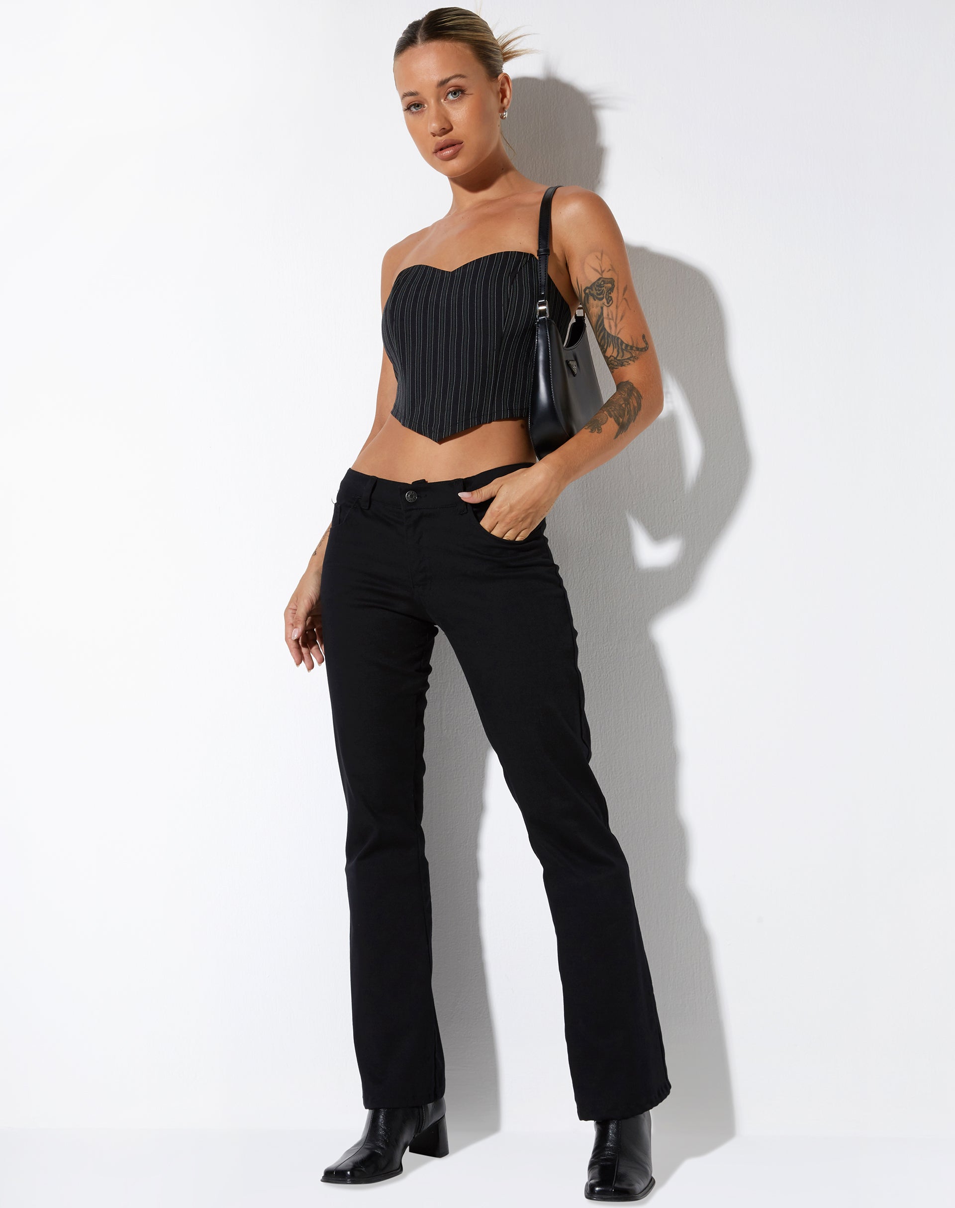 Afbeelding van Naima Corset Top in Pinstripe Zwart