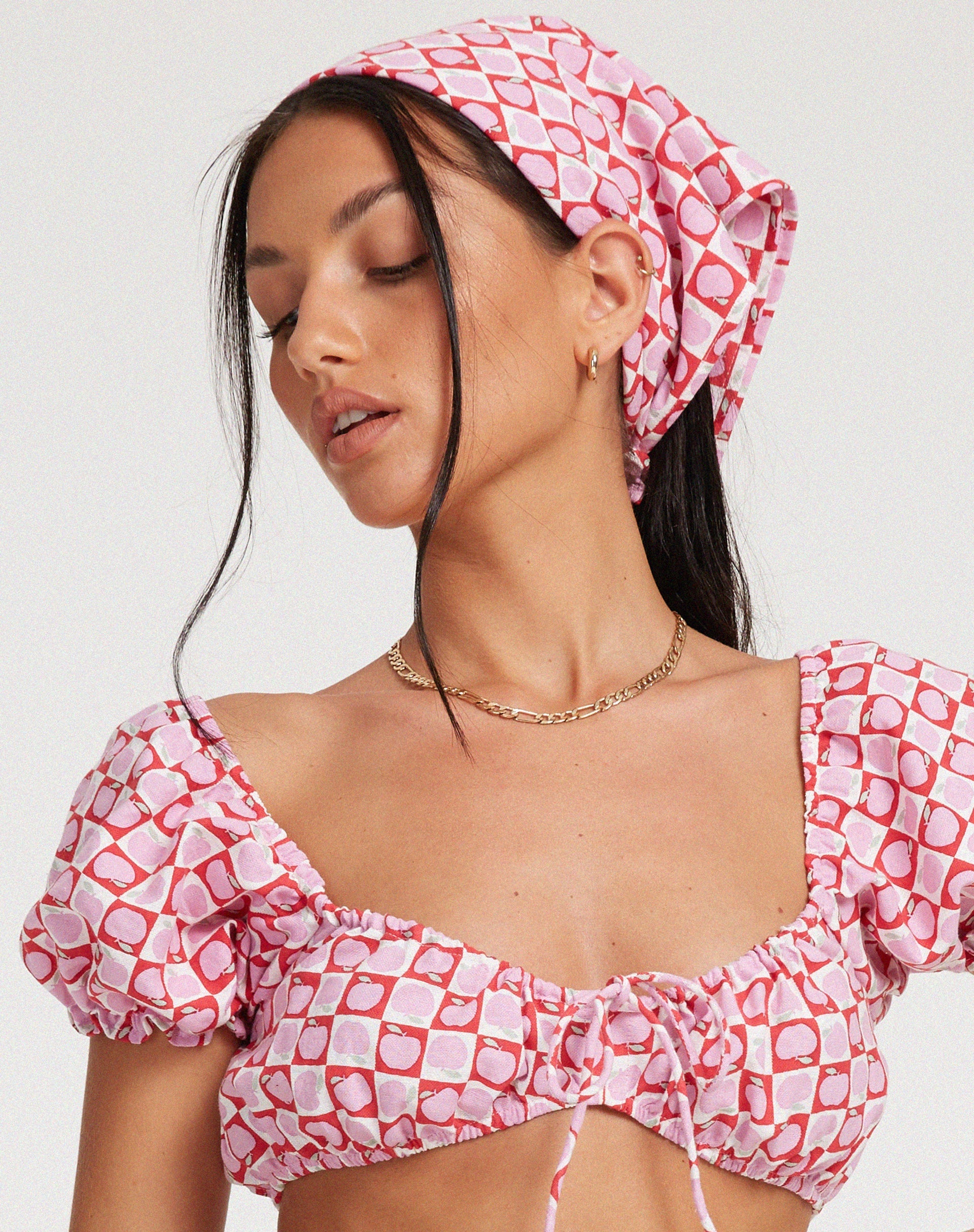 Afbeelding van Haenji Crop Top in Apple Check Blush Red