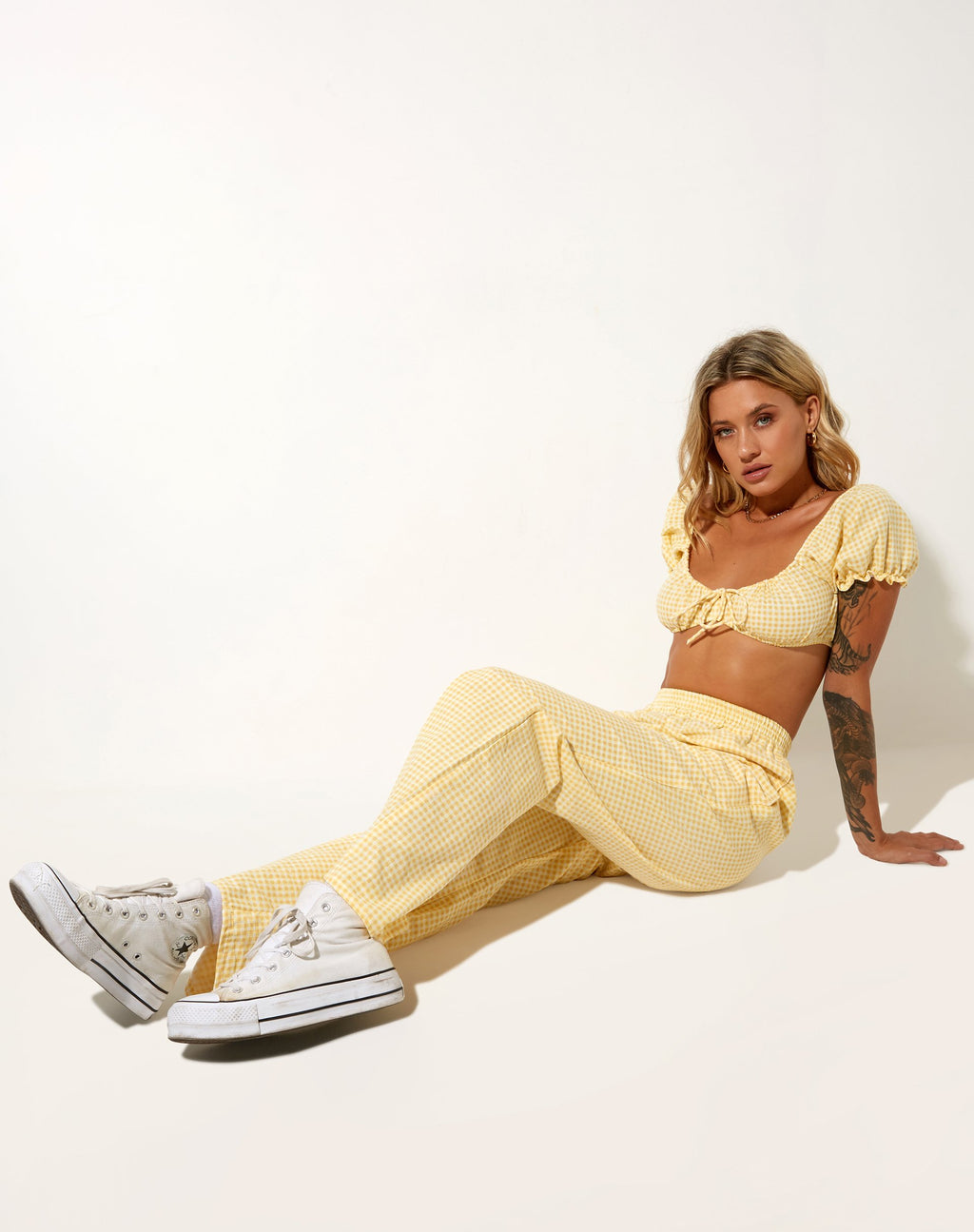 Yara broek in geel citroen-gingham
