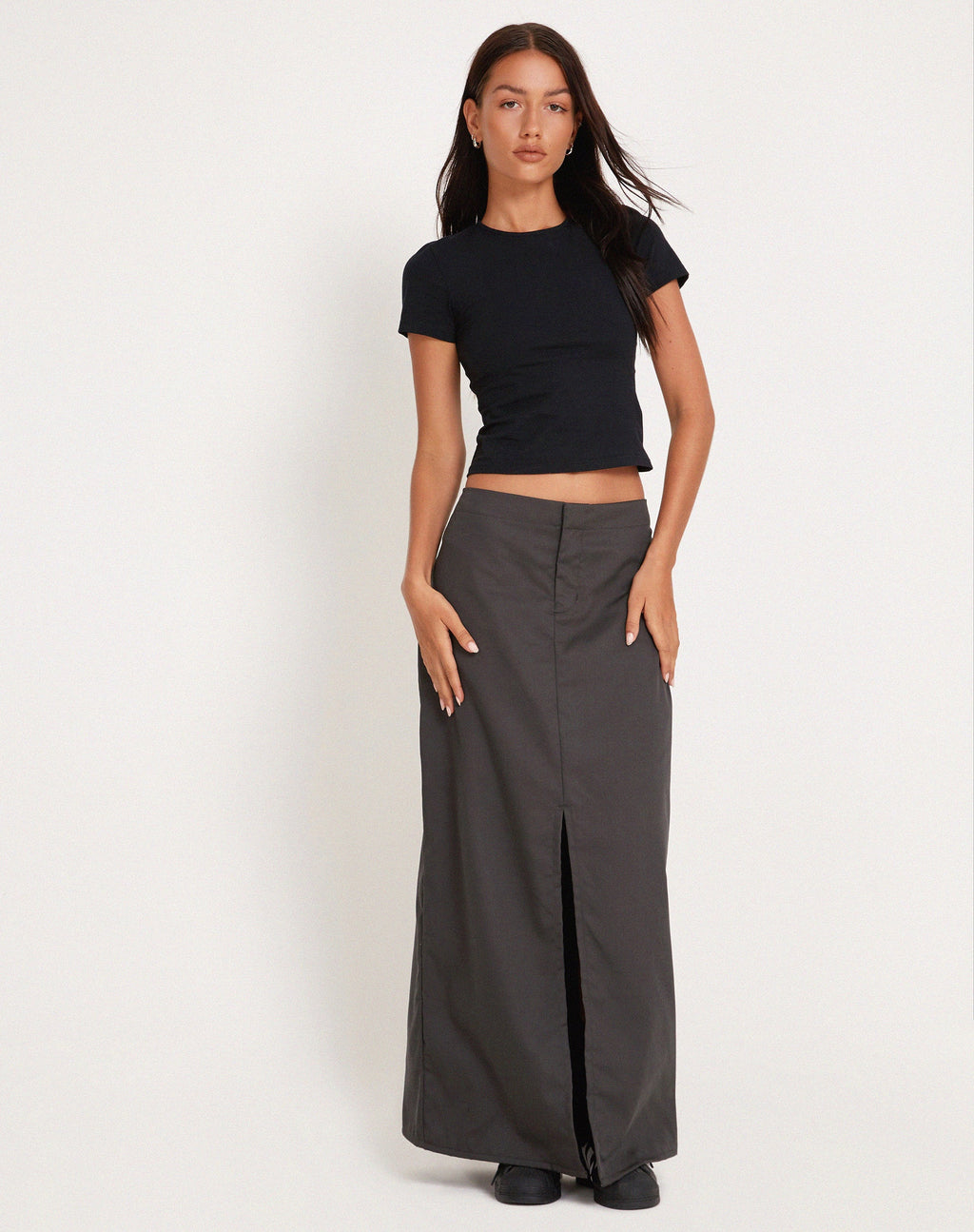Haisley Maxi Cargo Rok in Donkergrijs