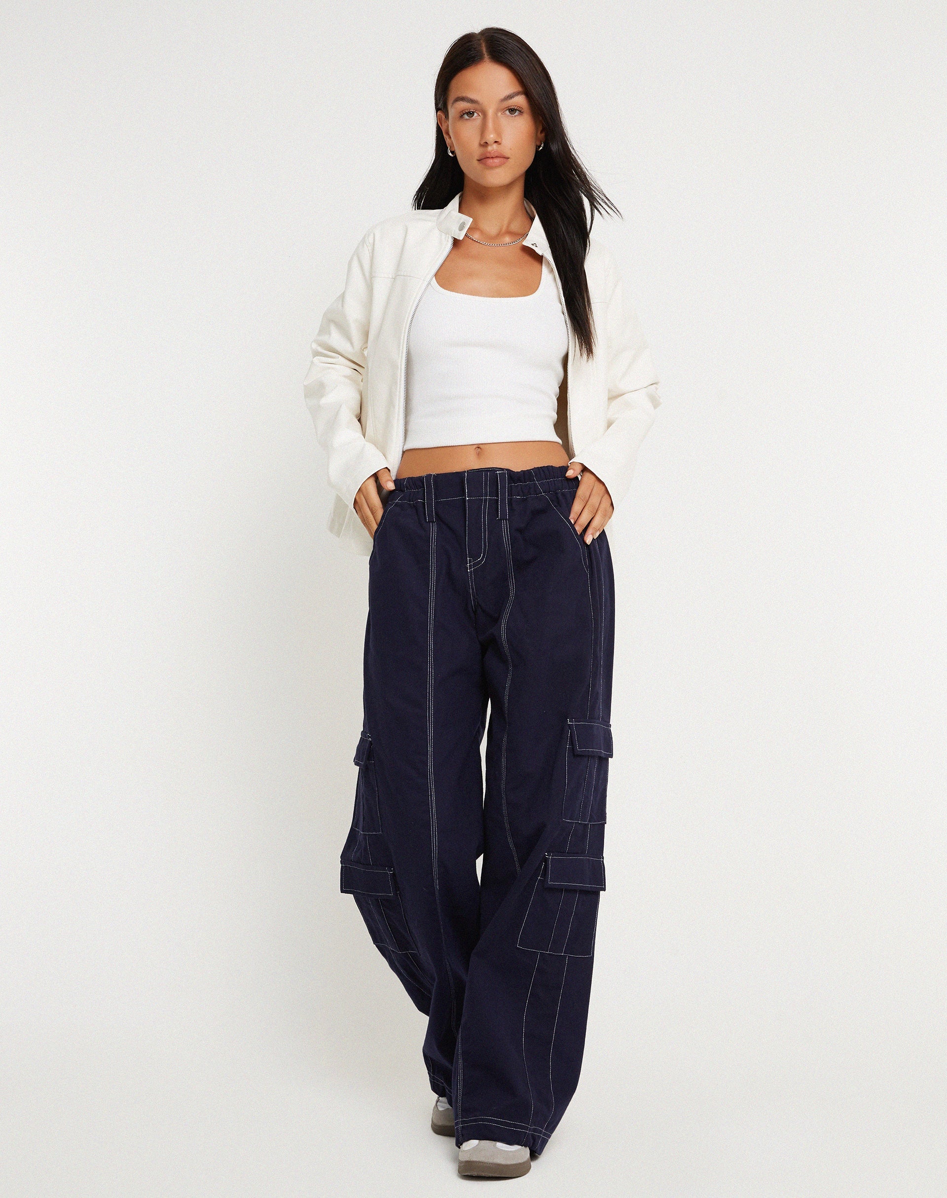 Afbeelding van Hansa broek in marine met witte topsteek
