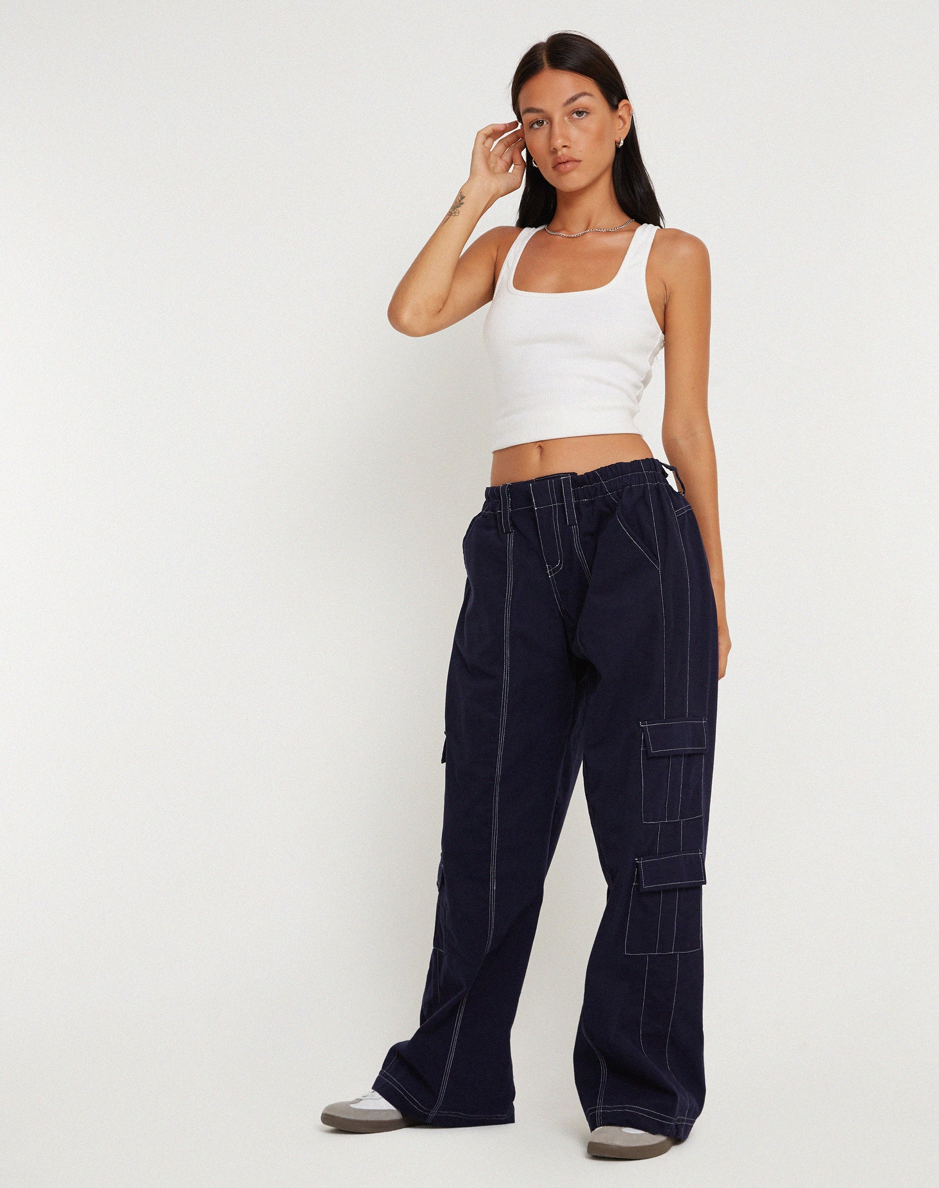 Afbeelding van Hansa broek in marine met witte topsteek