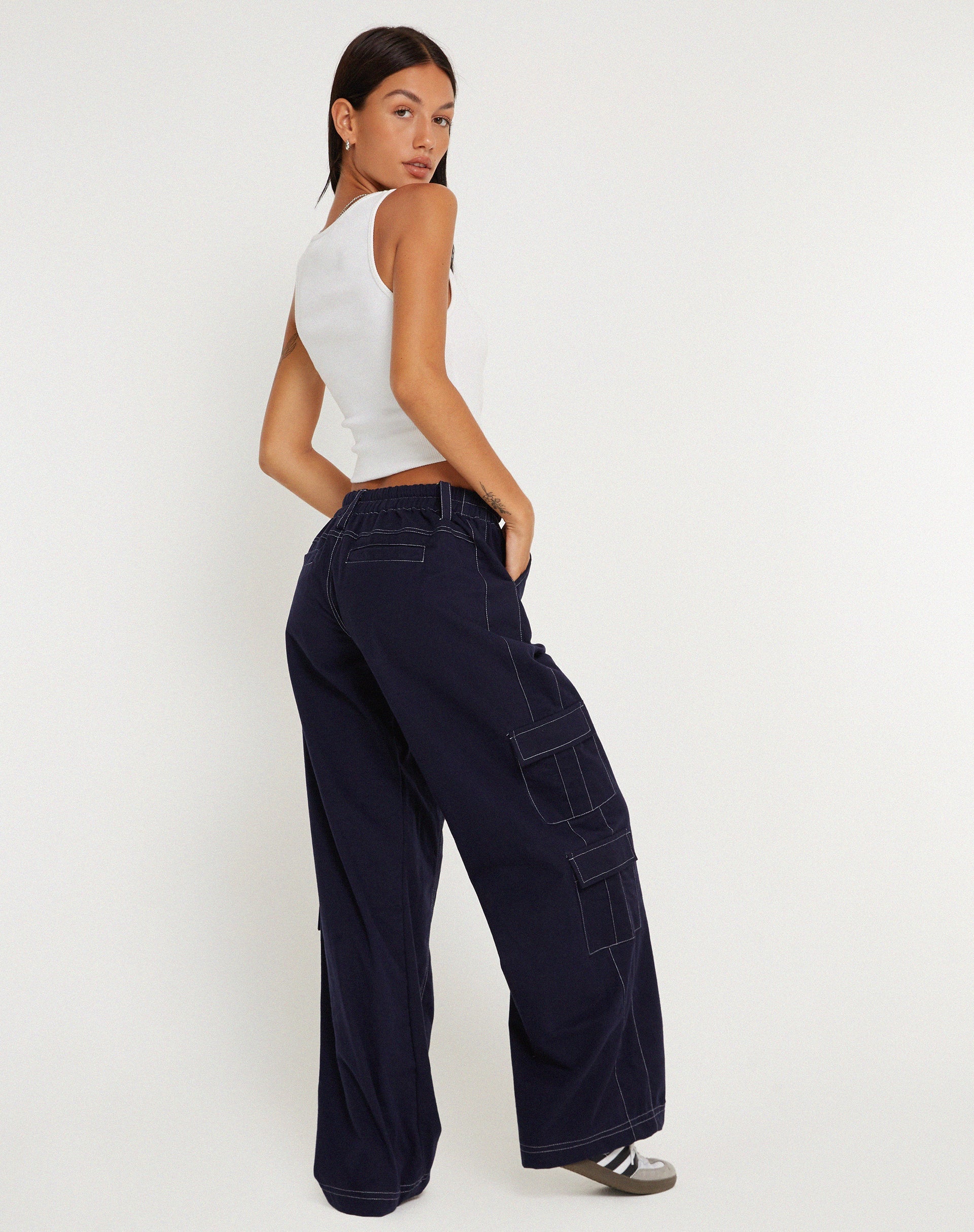 Afbeelding van Hansa broek in marine met witte topsteek