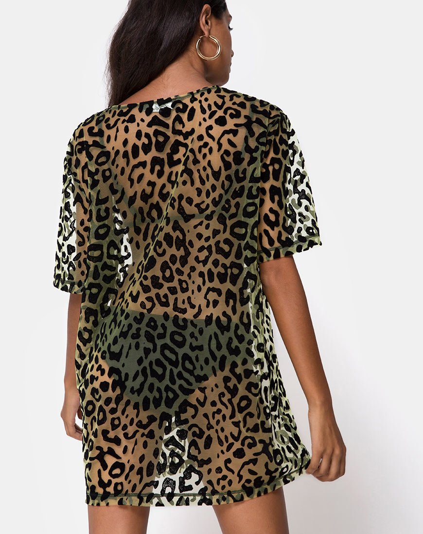 Afbeelding van Harlow Jurk in Lime Animal Flock