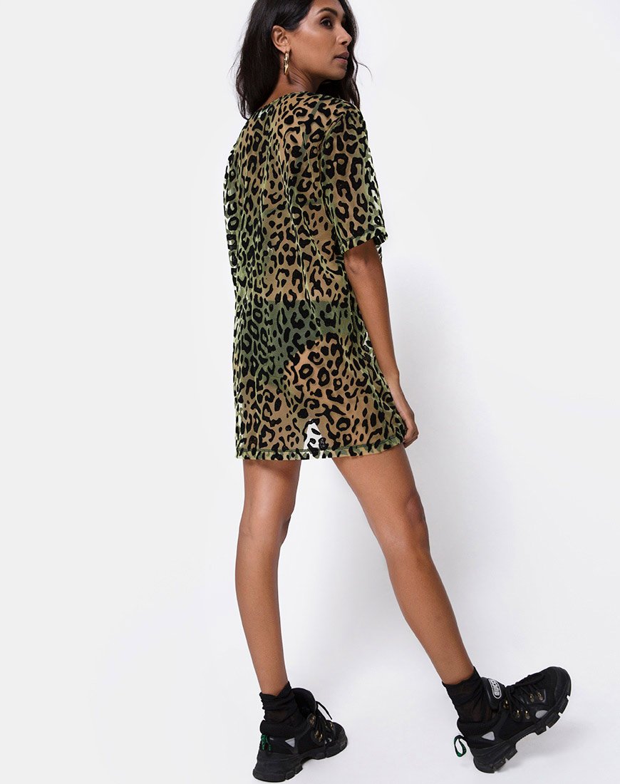 Afbeelding van Harlow Jurk in Lime Animal Flock