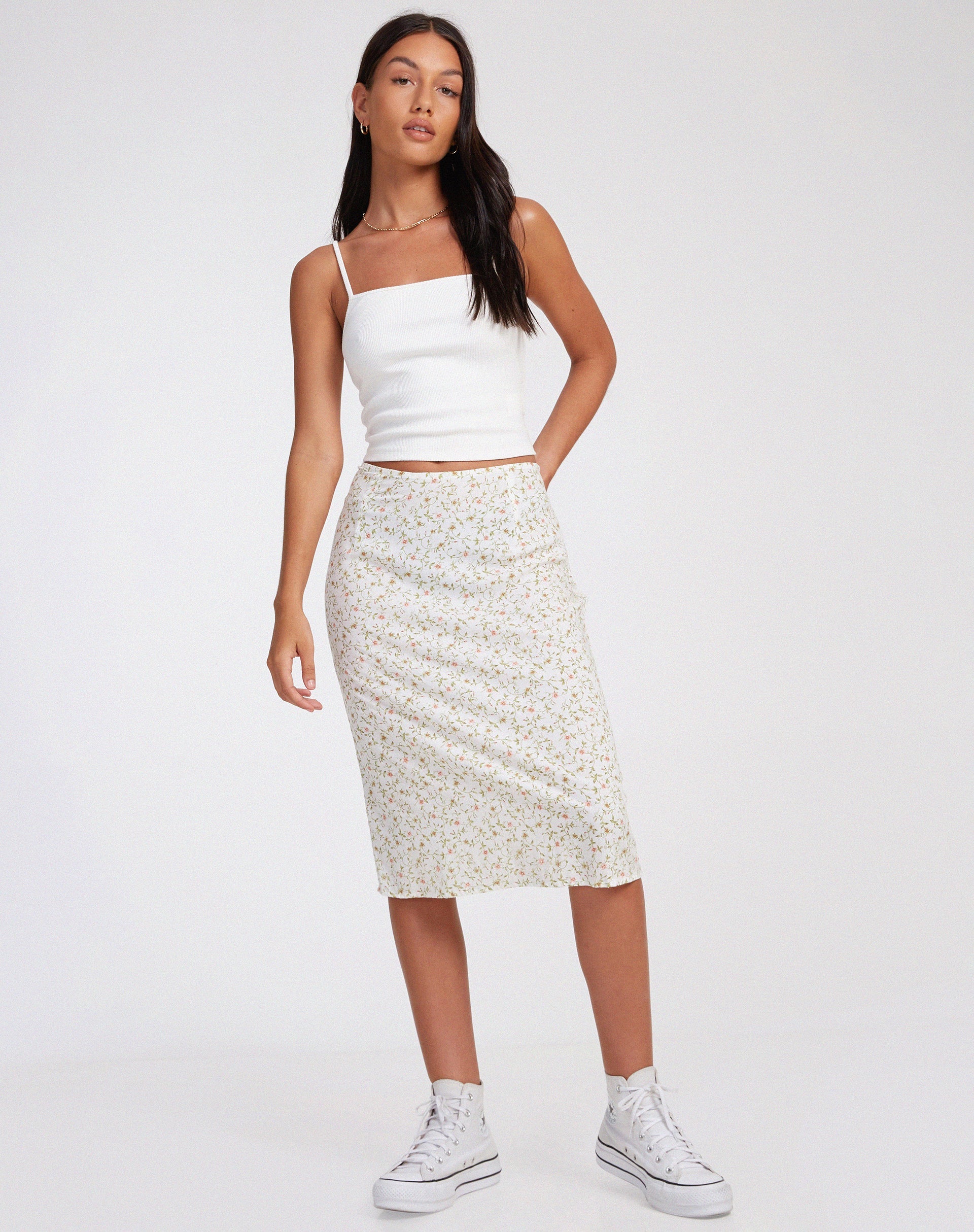 Afbeelding van Harriet Midi rok in Pretty Petal Ivory