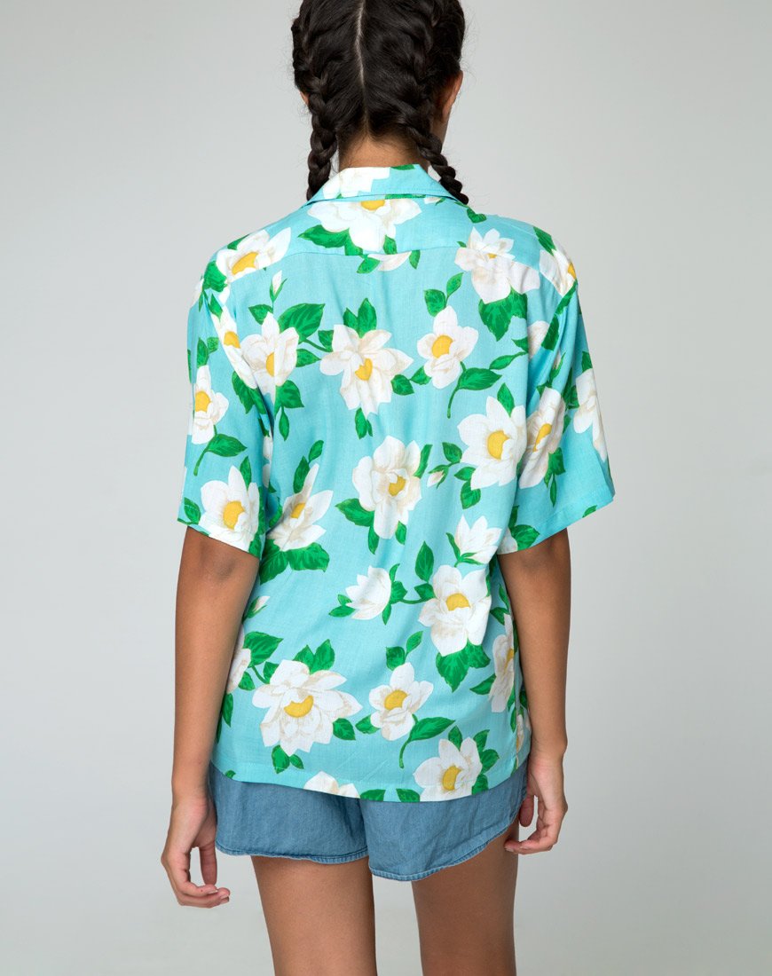 Hawaiaans shirt in witte roos