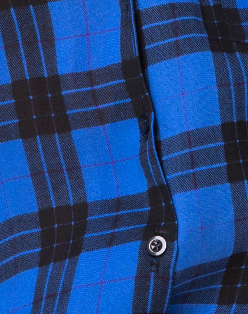 Afbeelding van Hawaiian Oversized Shirt in Tartan Blauw