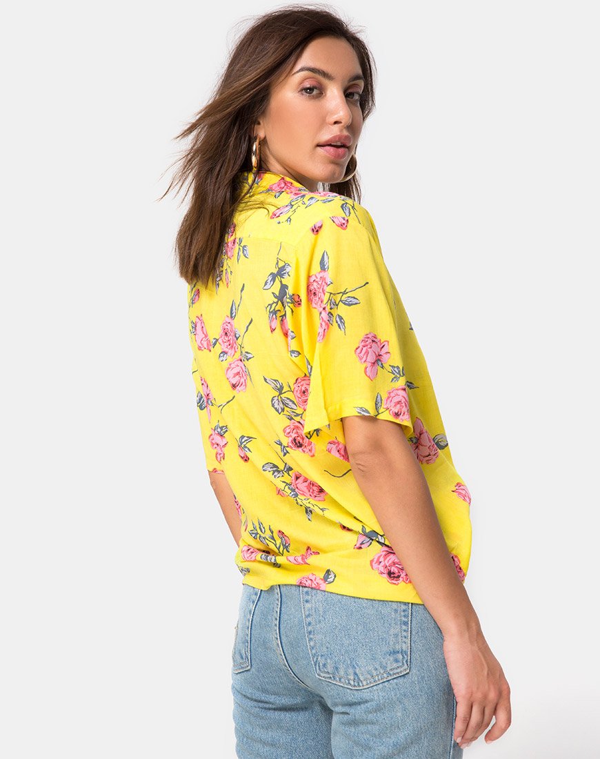 Hawaiaans shirt in zuurstokroze geel