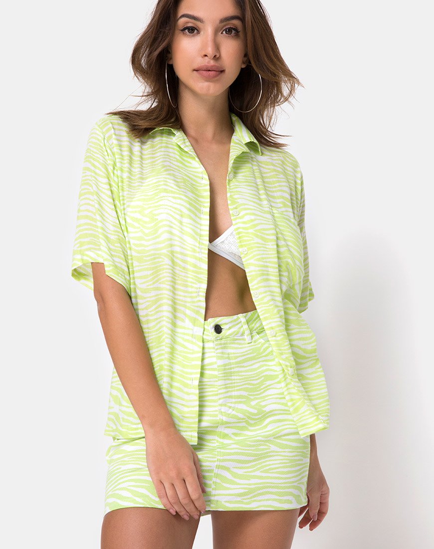 Hawaiaans shirt in klassiek zebragroen