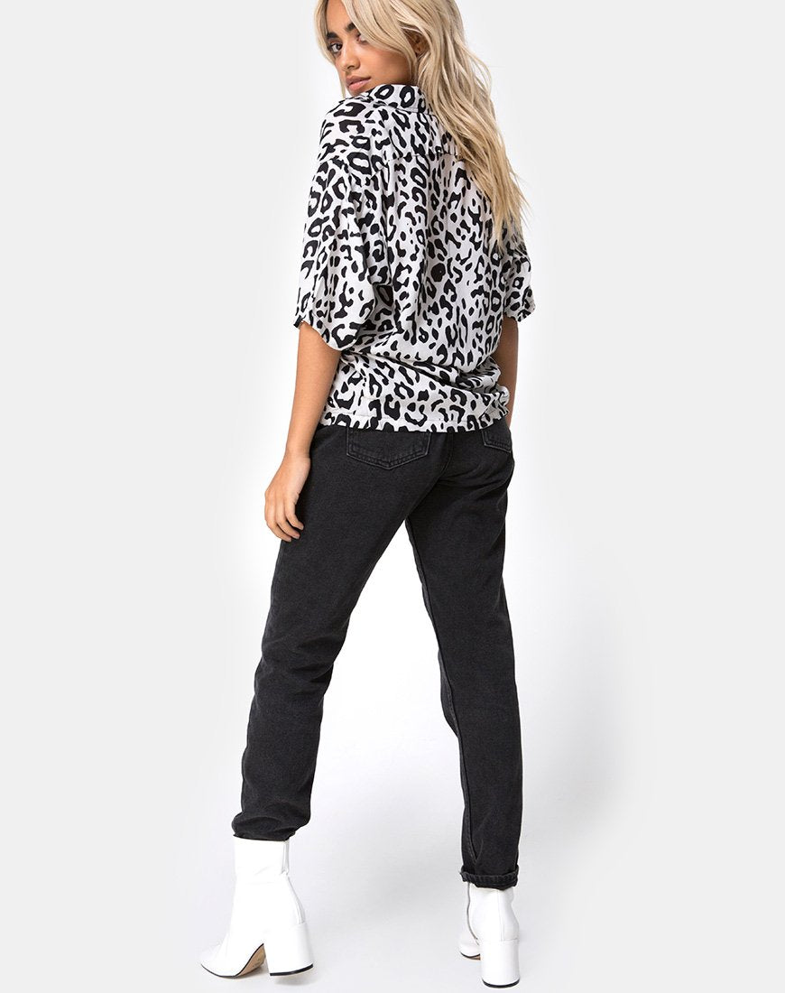 Afbeelding van Hawaii shirt in Mono Animal Grijs en Wit