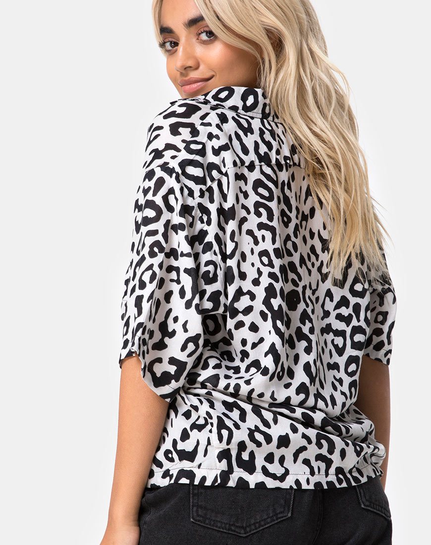 Afbeelding van Hawaii shirt in Mono Animal Grijs en Wit