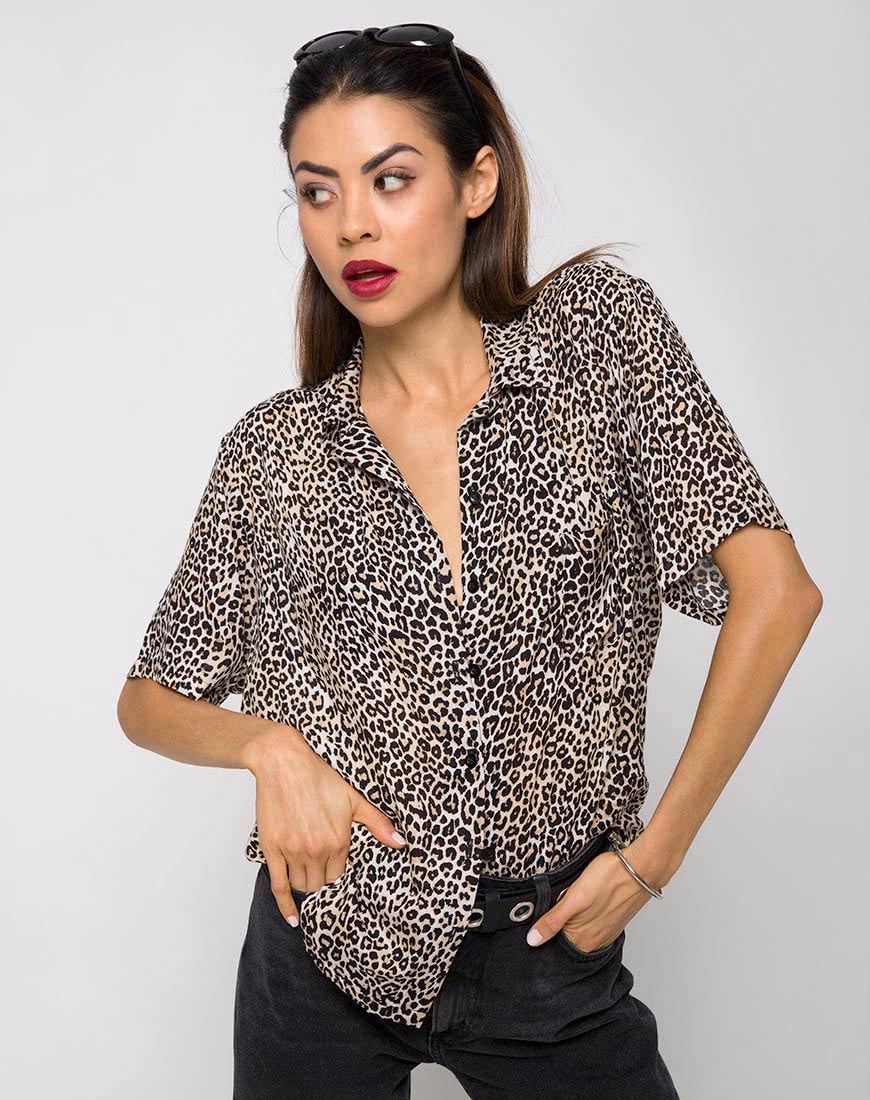 Hawaii shirt in Rar luipaard bruin