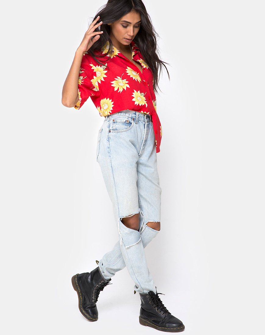 Afbeelding van Hawaiiaans shirt in zonnige dagen rood