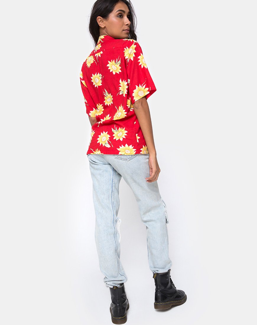 Afbeelding van Hawaiiaans shirt in zonnige dagen rood