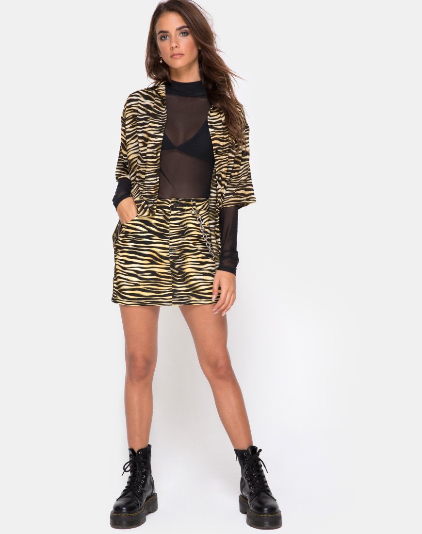 Afbeelding van Hawaii shirt in ritssluiting Zebra Bruin
