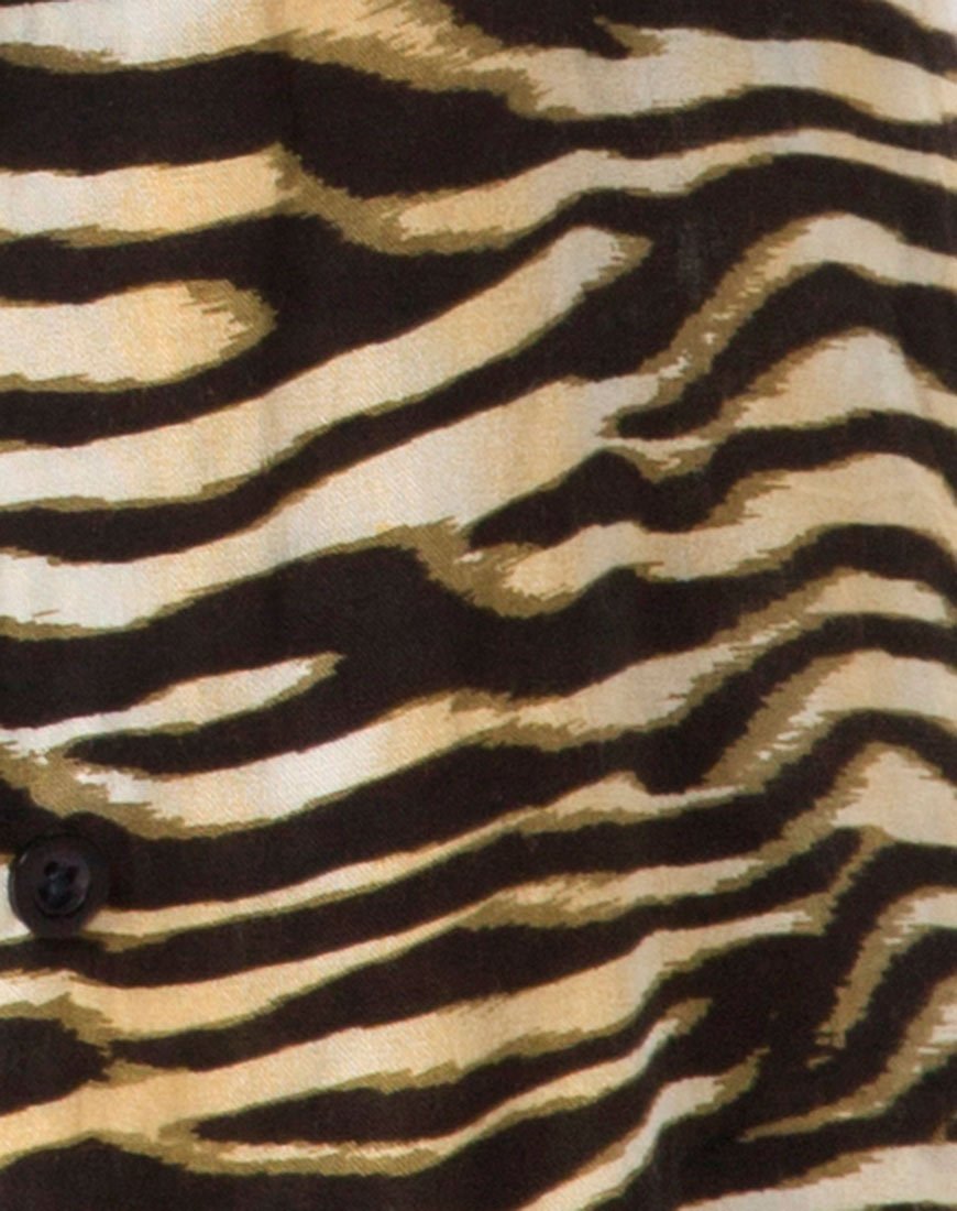 Afbeelding van Hawaii shirt in ritssluiting Zebra Bruin