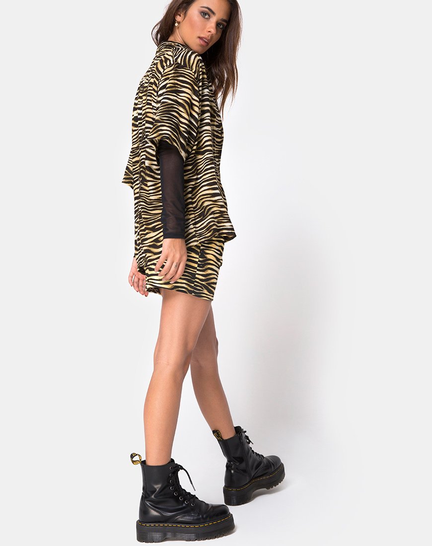 Afbeelding van Hawaii shirt in ritssluiting Zebra Bruin