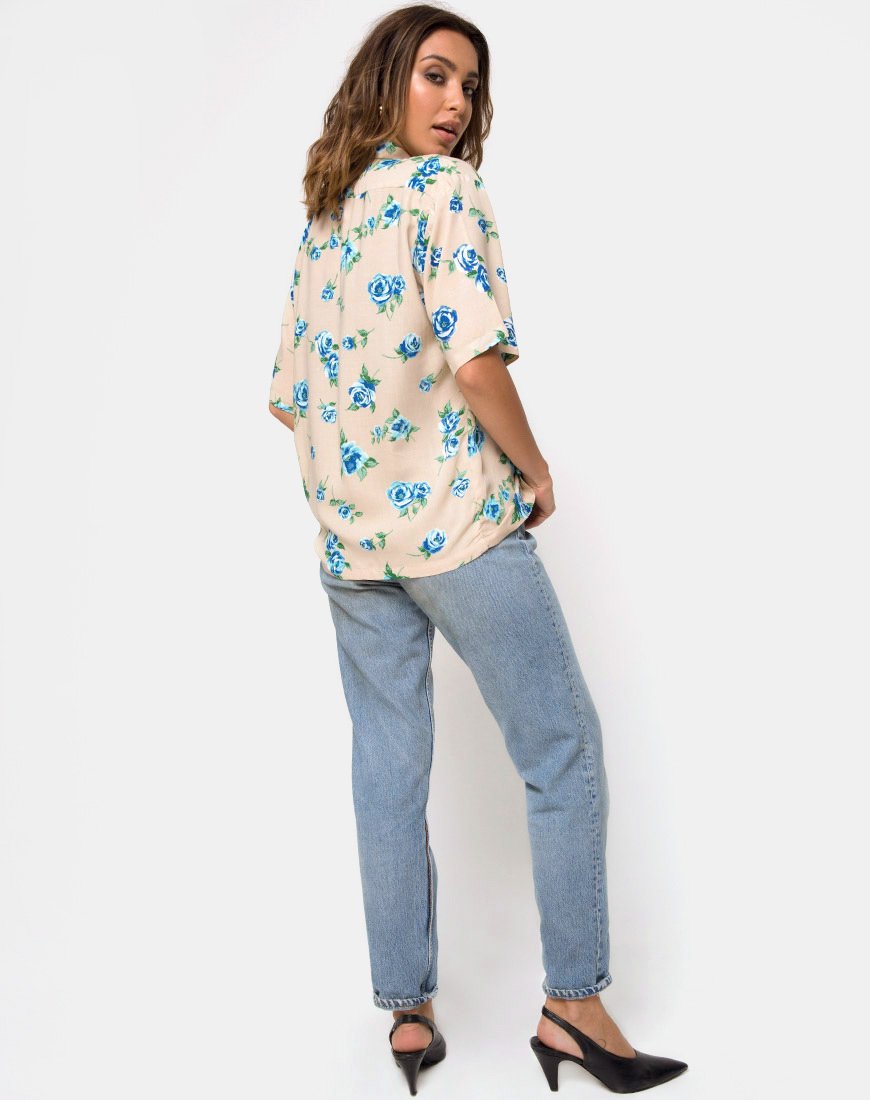 Afbeelding van Hawaii Hemd in Rozenbloesem Blauw