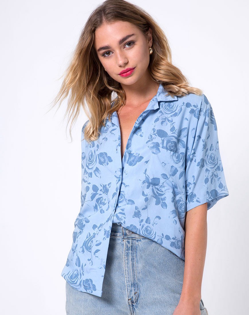 Hawaiaans shirt in Hemelsblauw