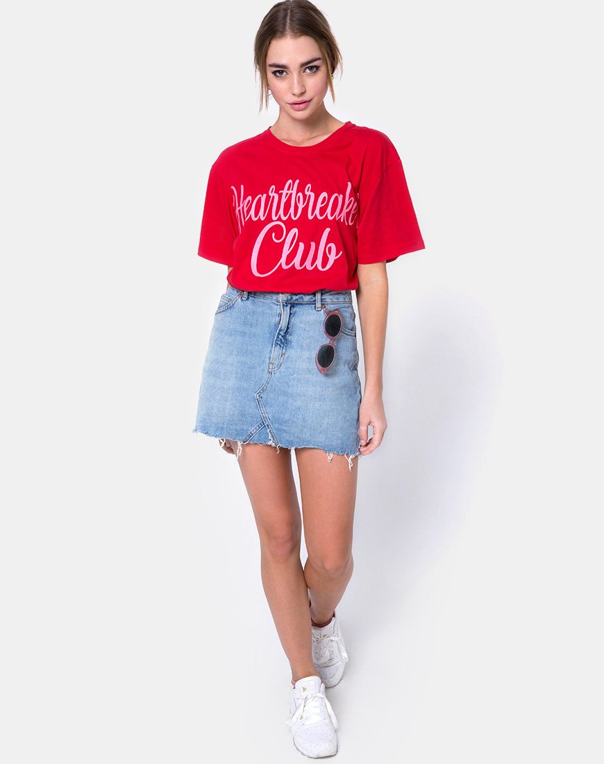 Afbeelding van Oversize Basic T-shirt in Heartbreaker Club Red