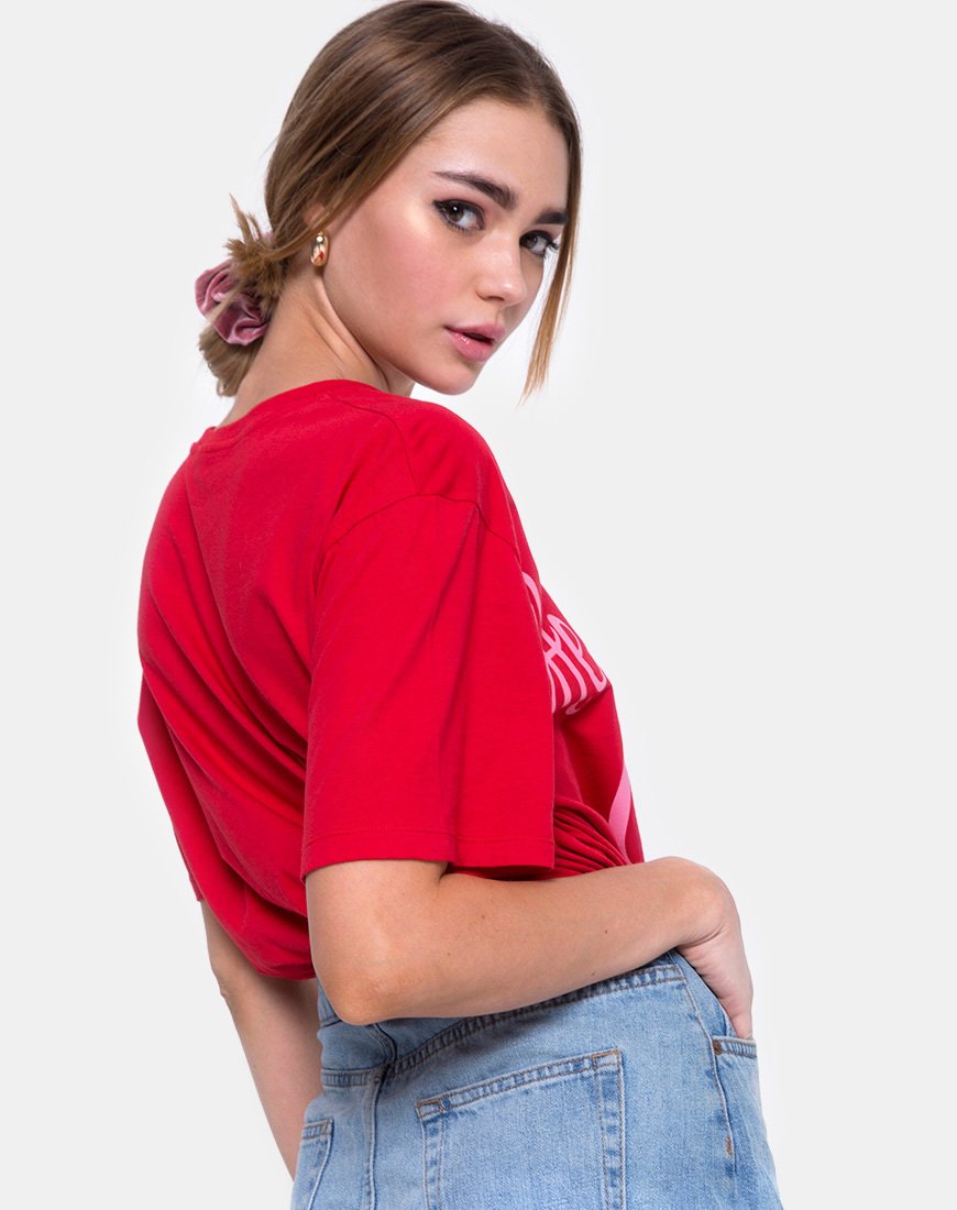 Afbeelding van Oversize Basic T-shirt in Heartbreaker Club Red