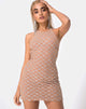 Afbeelding van Hedi Bodycon Dress in Cross Linked Glitter Net Tan