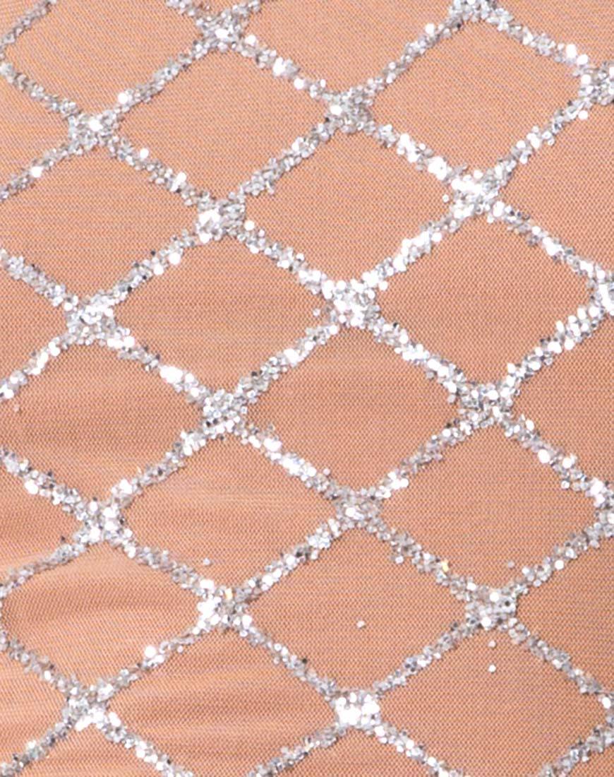Afbeelding van Hedi Bodycon Dress in Cross Linked Glitter Net Tan
