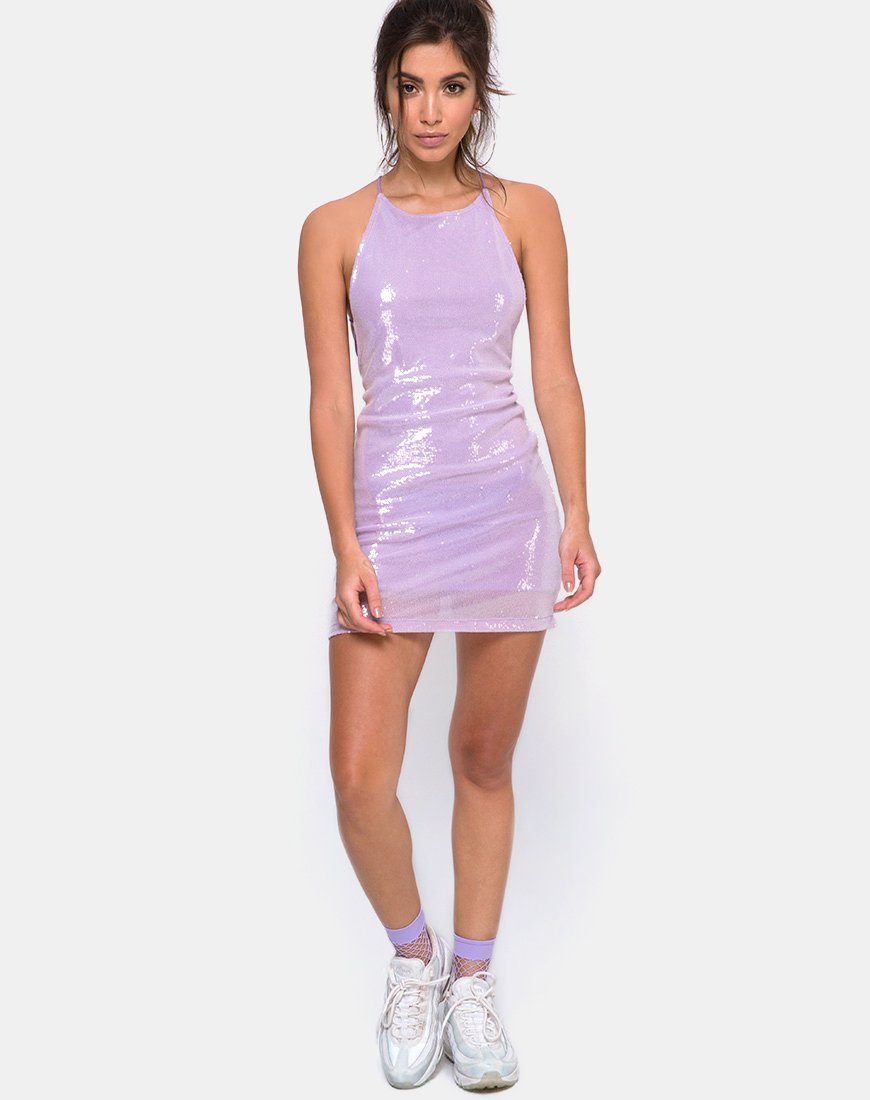 Afbeelding van Hedi jurk in matte mini lovertjes lila