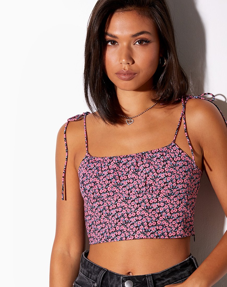 Afbeelding van Hemary Crop Top in Floral Fun Pink