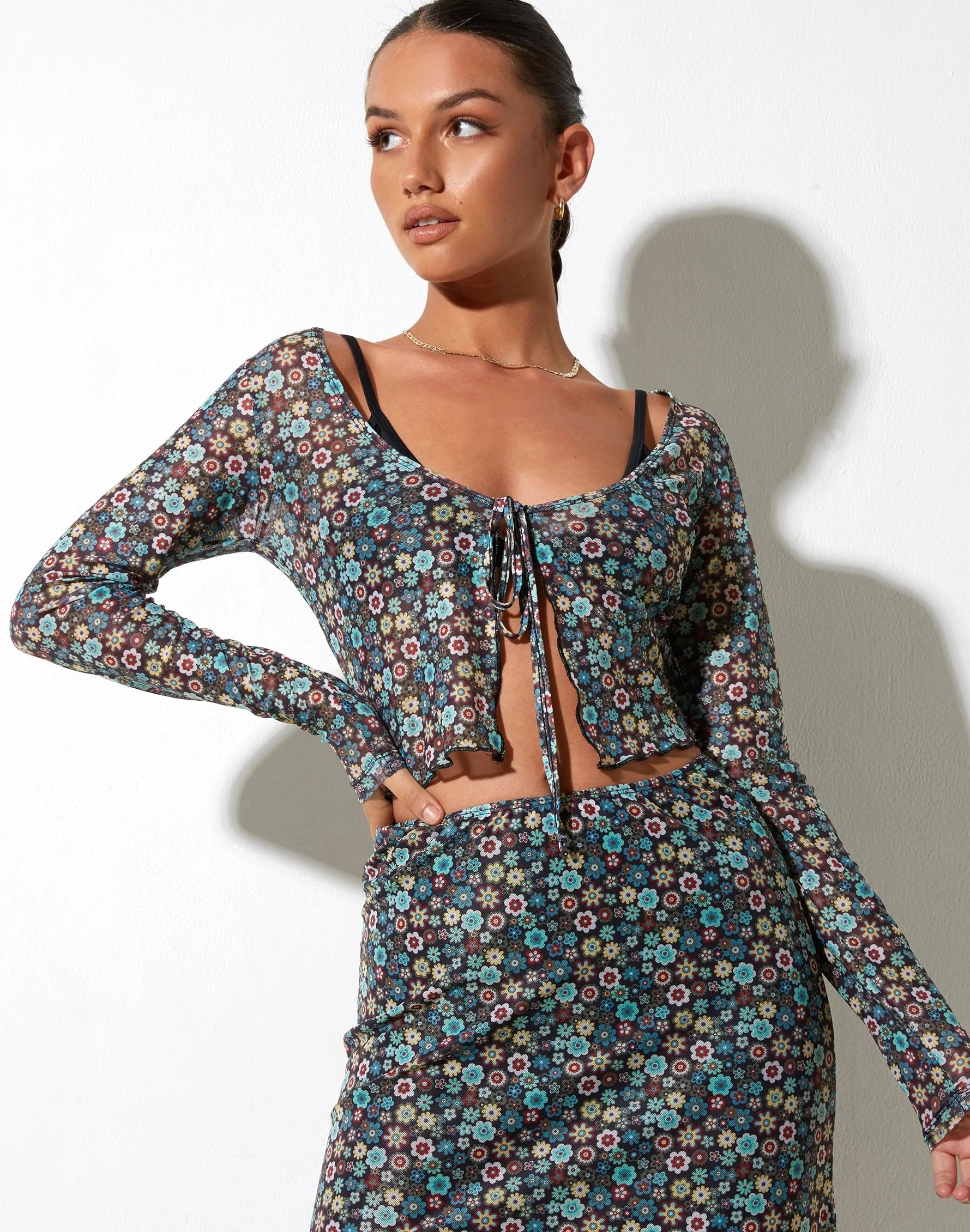 Afbeelding van Henry Cropped Cardi in Folk Floral