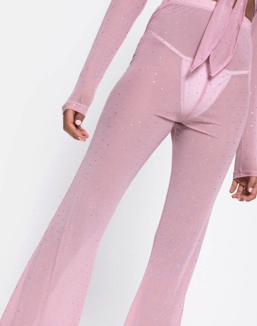 Afbeelding van Herlom Flare Broek in Kristal Net Roos