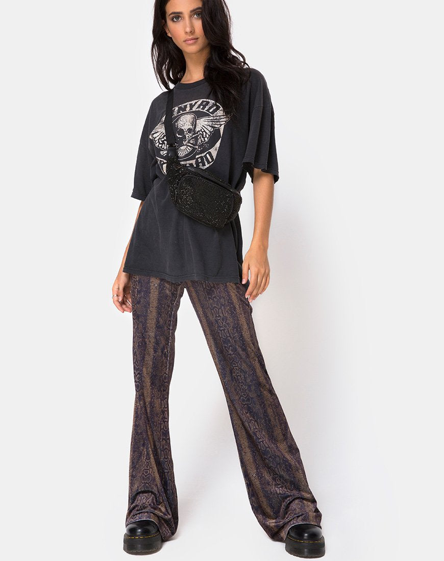 Afbeelding van Herlom Flare Broek in Fluweel Bruin Slang