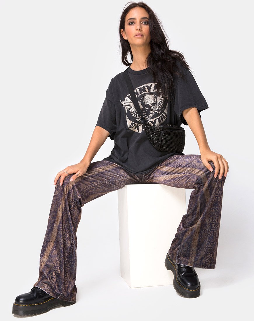 Herlom Flare Broek in Fluweel Bruin Slang