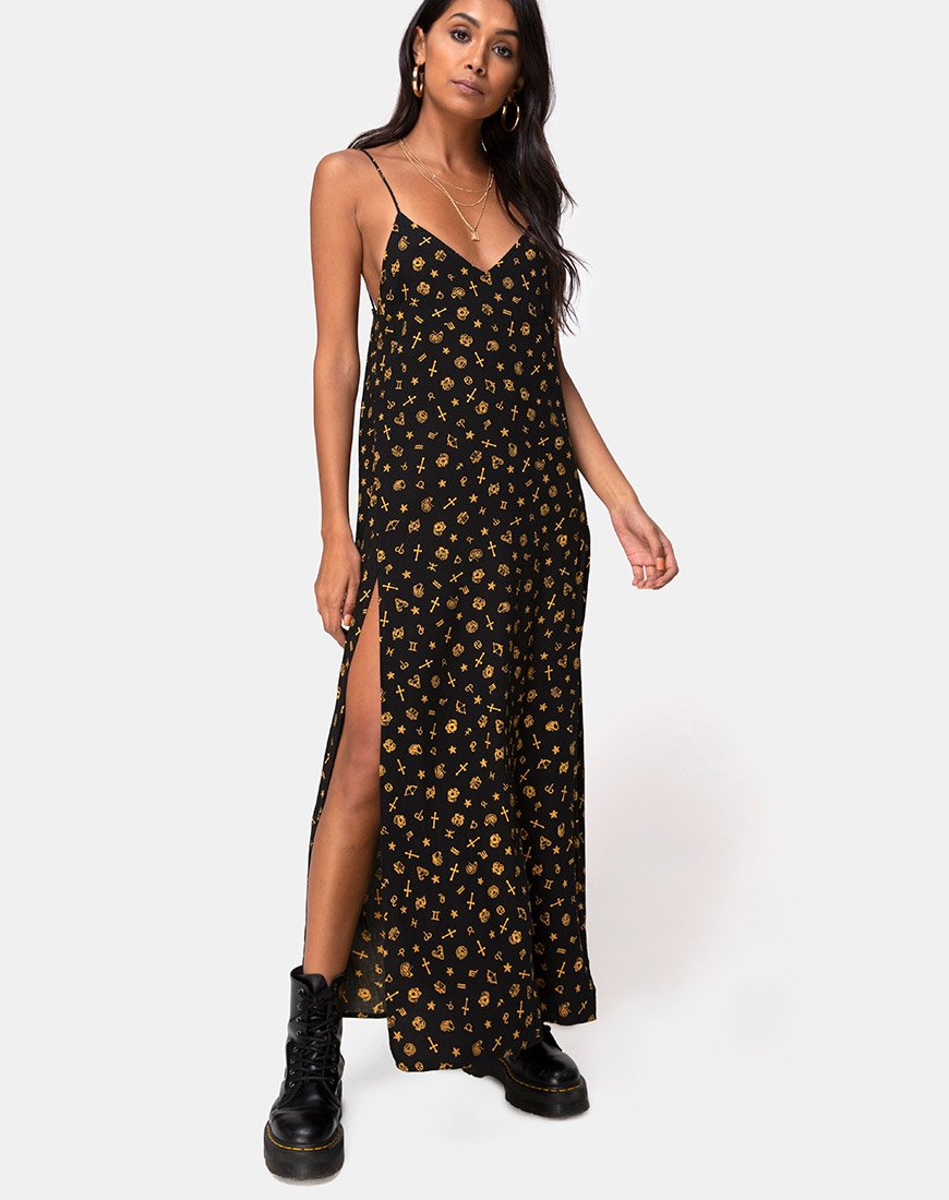 Hermina Maxi Dress in Mini Astro Zwart