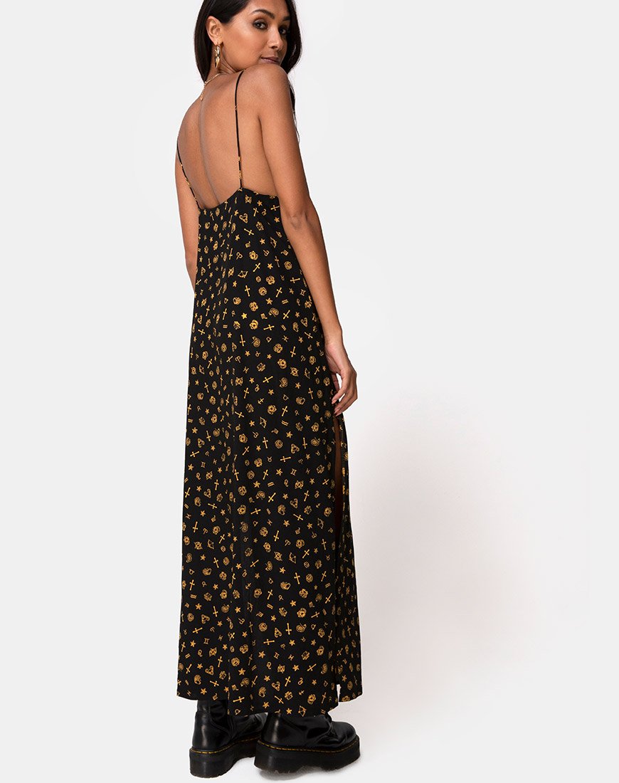 Afbeelding van Hermina Maxi Dress in Mini Astro Zwart
