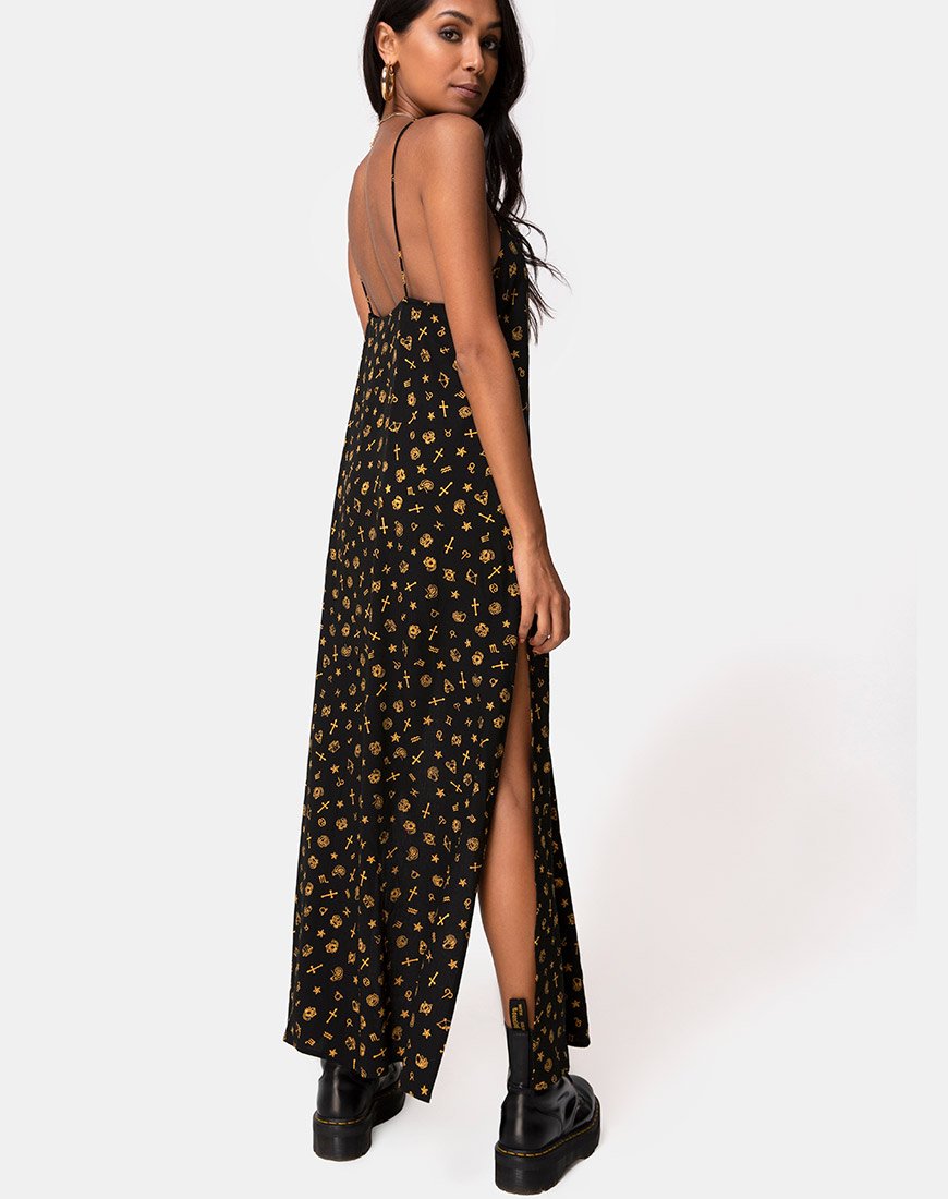 Hermina Maxi Dress in Mini Astro Zwart
