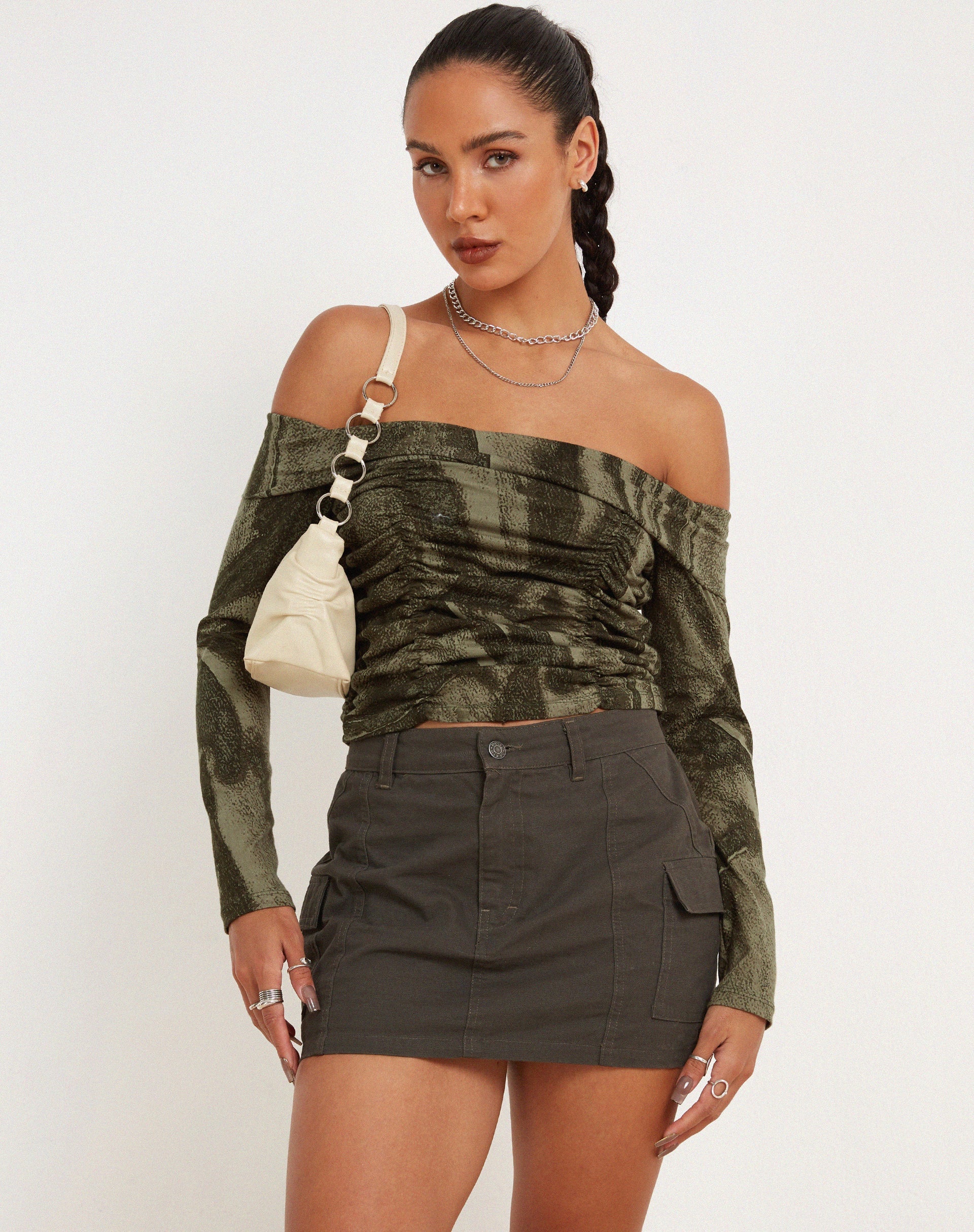 Afbeelding van Hestina Top in Dystopian Crease Khaki