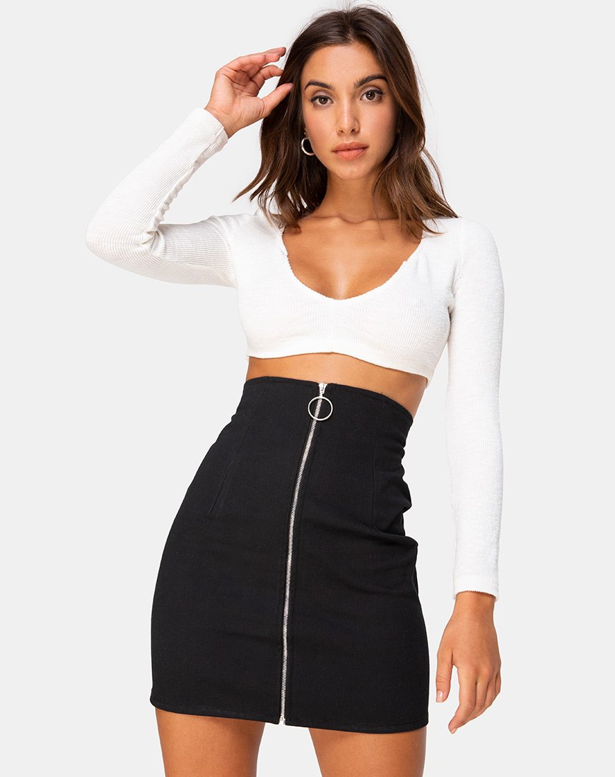 Heva Bodycon Rok in zwart keperstof