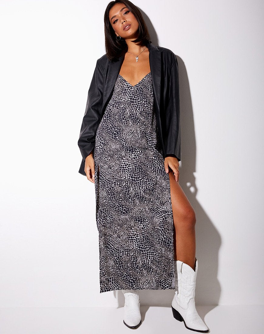Afbeelding van Hime Jurk in Abstract Croc Zwart
