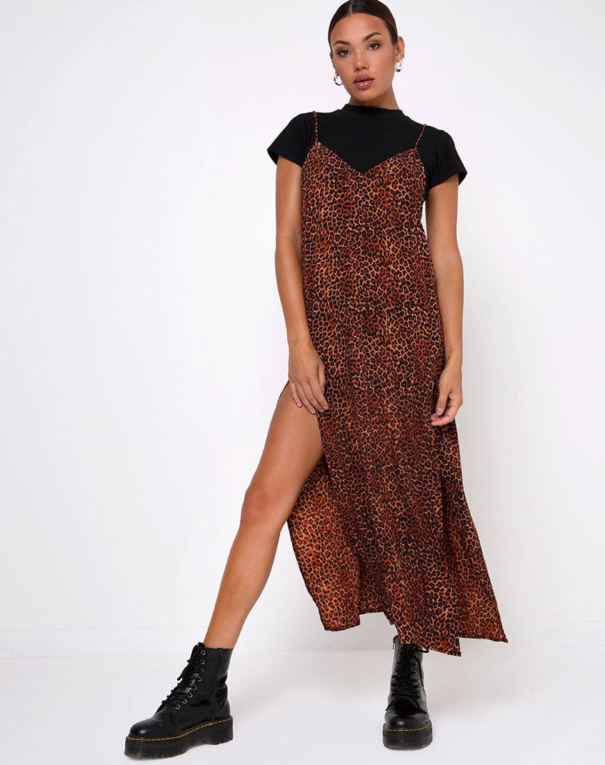 Afbeelding van Hime Maxi Dress in Ditsy Leopard Orange