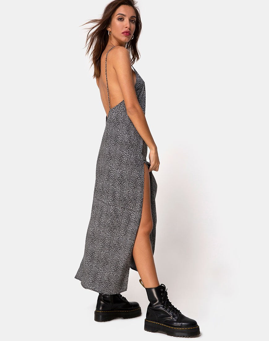 Afbeelding van Hime Maxi Dress in Ditsy Leopard Grey