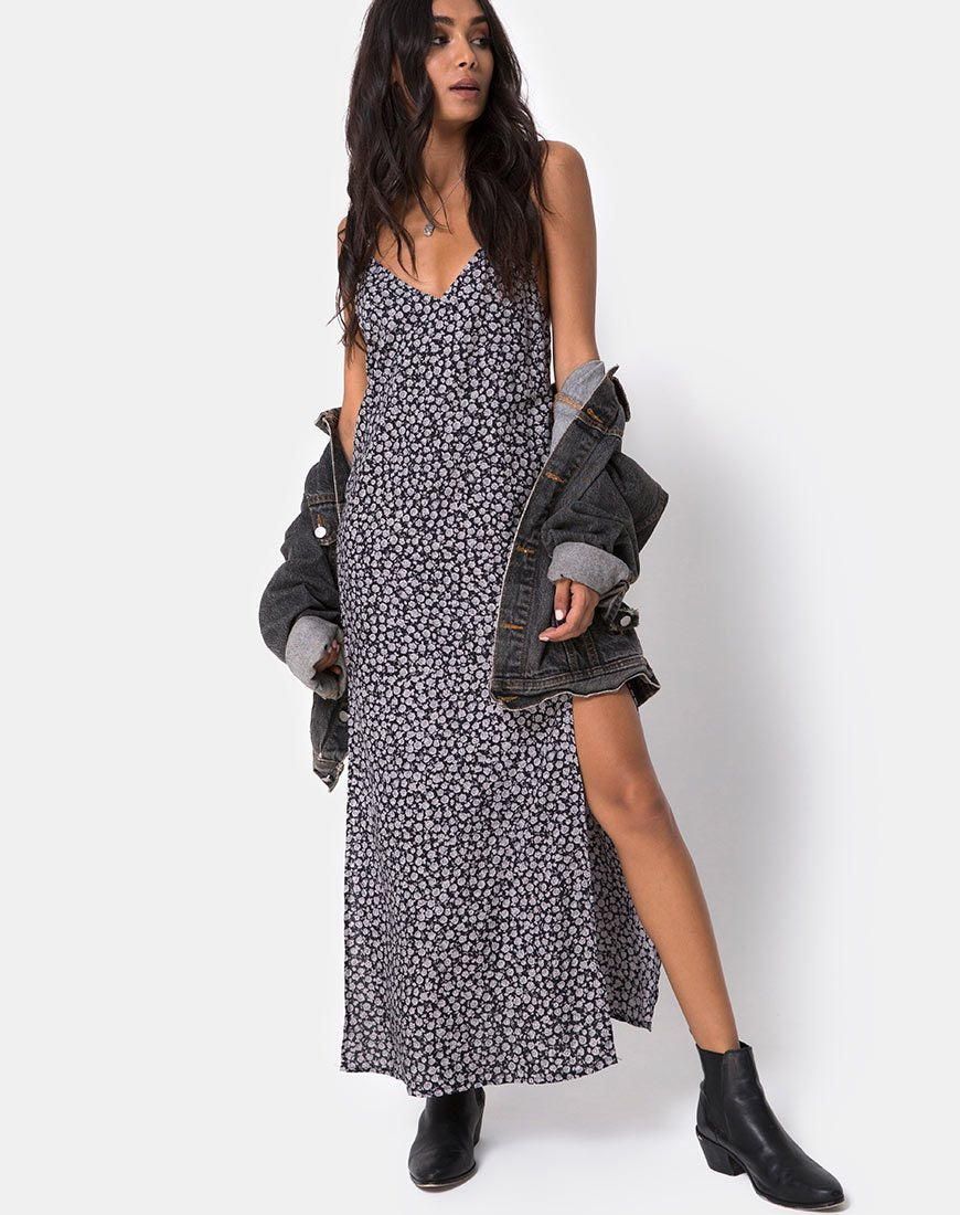 Afbeelding van Hime Jurk in Ditsy Rose Zwart