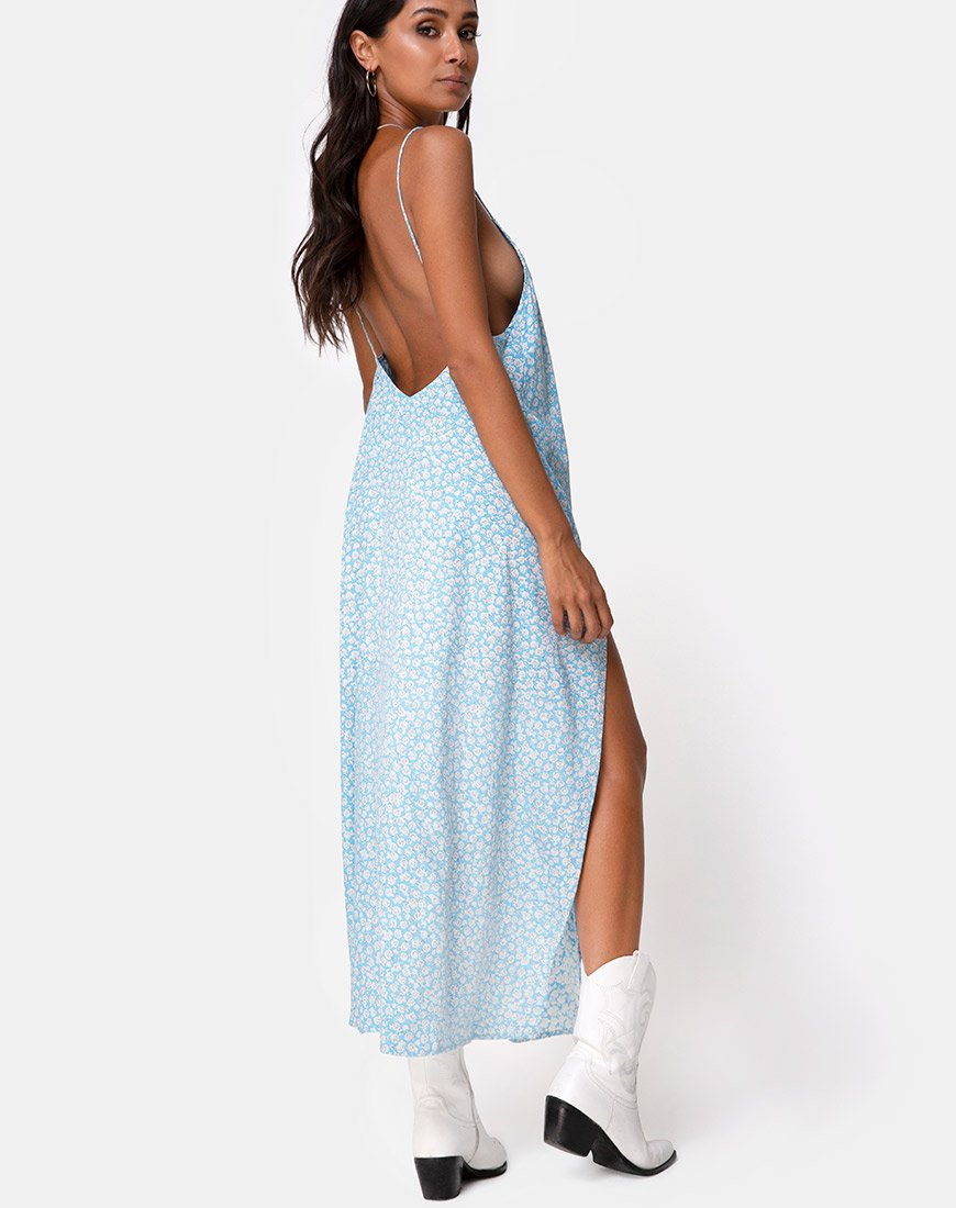 Hime Jurk in Ditsy Rose Blauw