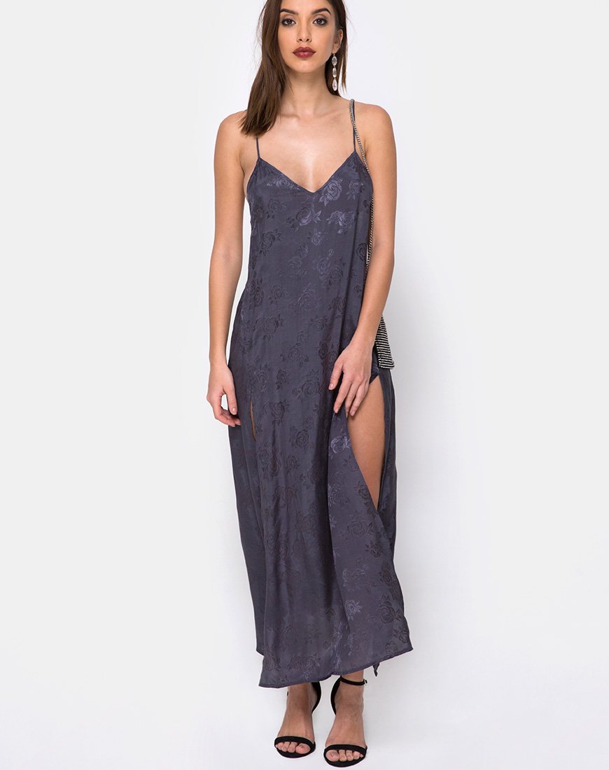 Afbeelding van Hime Maxi Dress in Satin Grey Rose