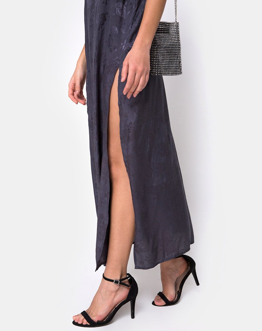 Afbeelding van Hime Maxi Dress in Satin Grey Rose