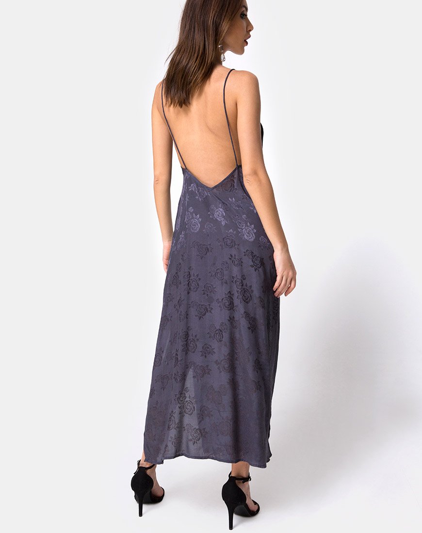 Afbeelding van Hime Maxi Dress in Satin Grey Rose